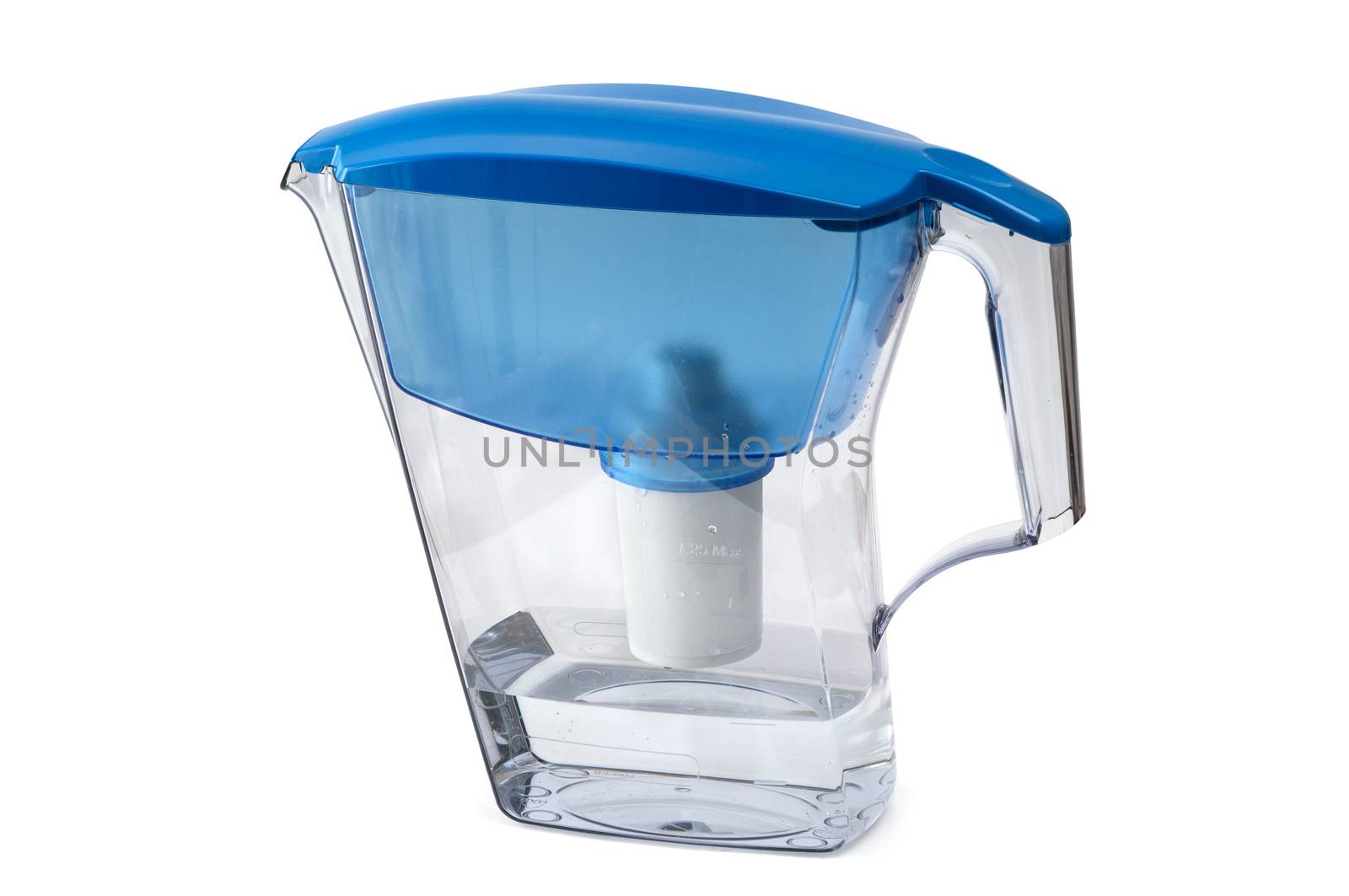Blue water filter isolated on white background
