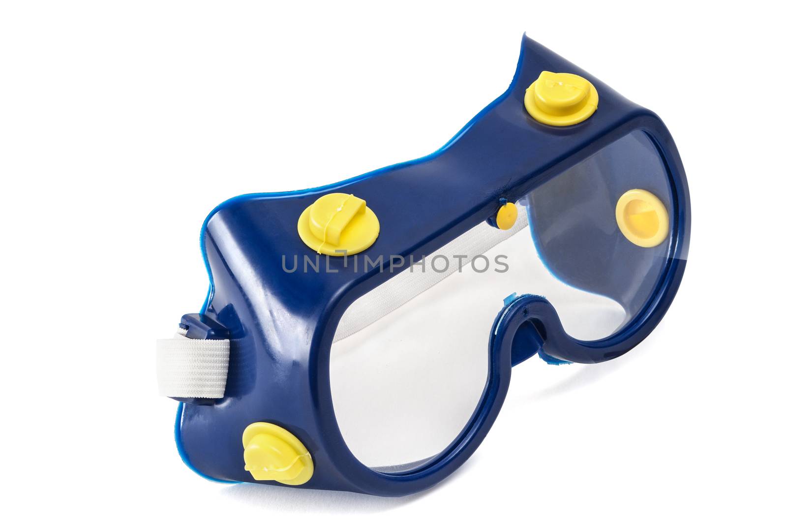 blue Safety glasses isolated on a white background