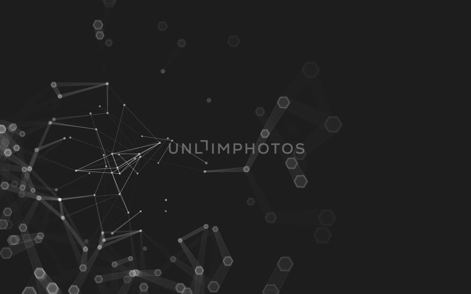 Abstract polygonal space low poly dark background with connecting dots and lines. Connection structure. 3d rendering