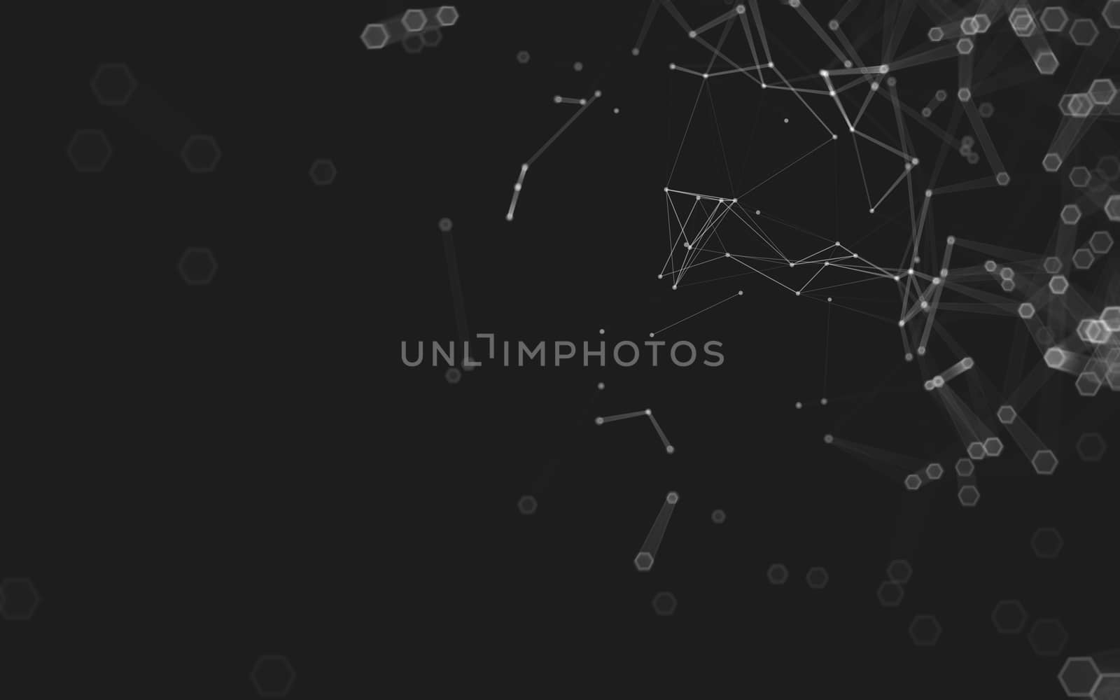 Abstract polygonal space low poly dark background with connecting dots and lines. Connection structure. 3d rendering