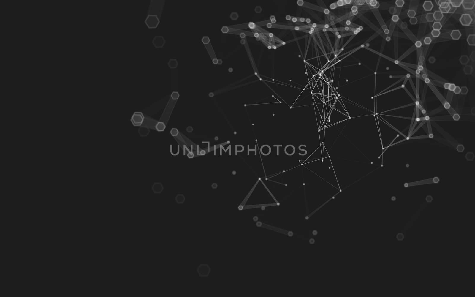 Abstract polygonal space low poly dark background with connecting dots and lines. Connection structure. 3d rendering