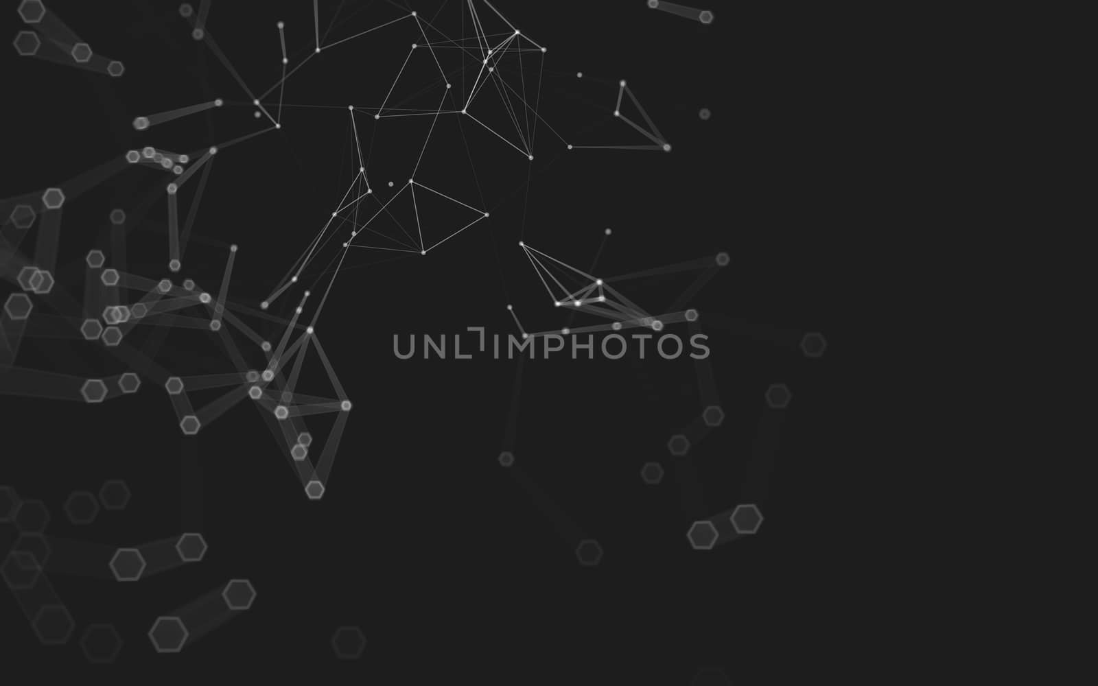 Abstract polygonal space low poly dark background with connecting dots and lines. Connection structure. 3d rendering