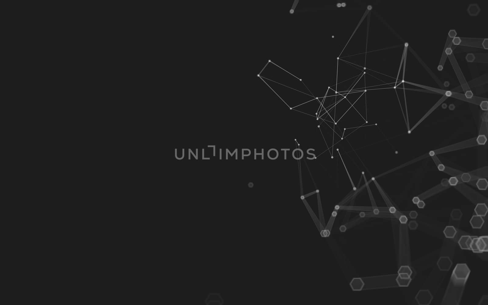 Abstract polygonal space low poly dark background with connecting dots and lines. Connection structure. 3d rendering