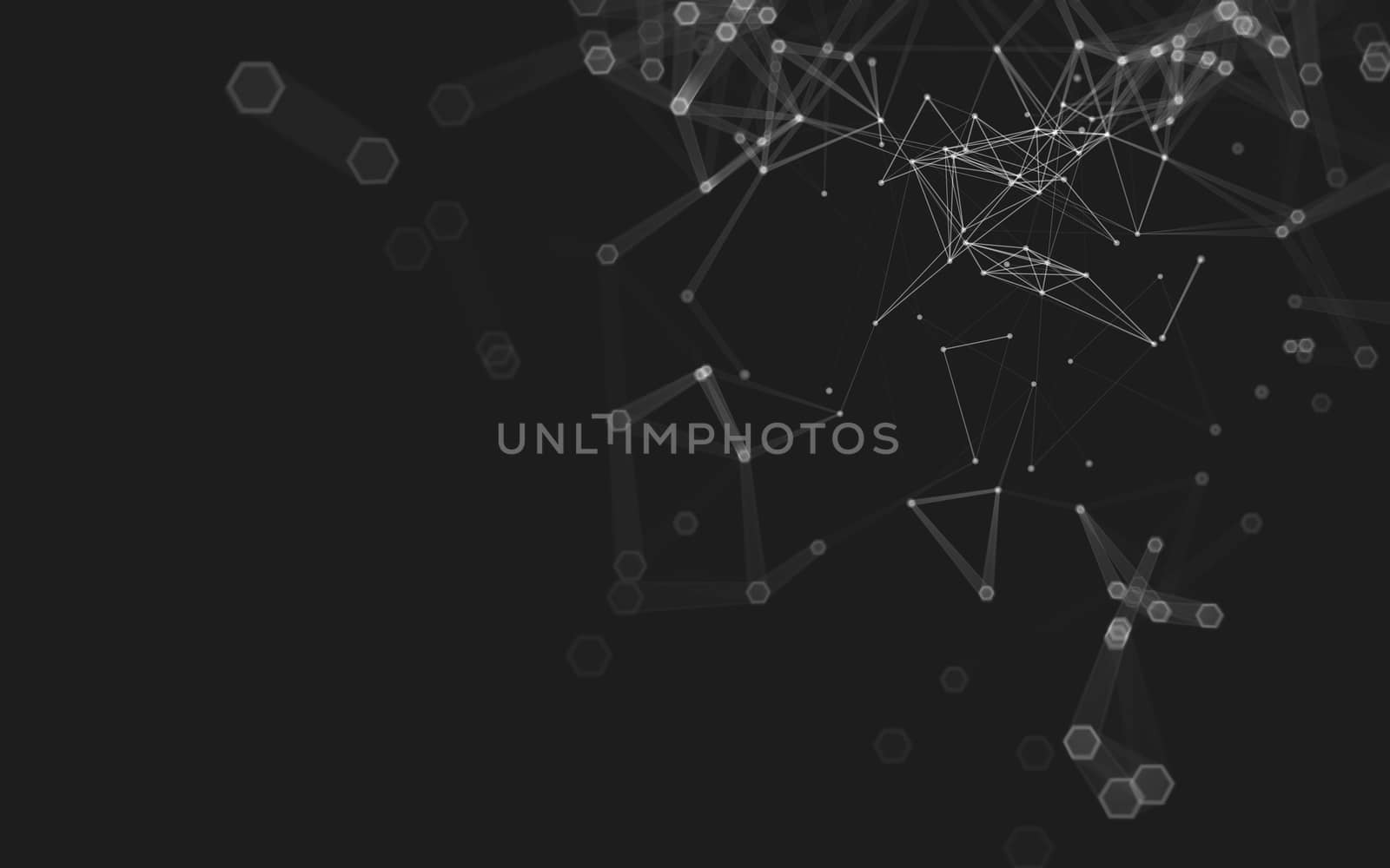 Abstract polygonal space low poly dark background with connecting dots and lines. Connection structure. 3d rendering