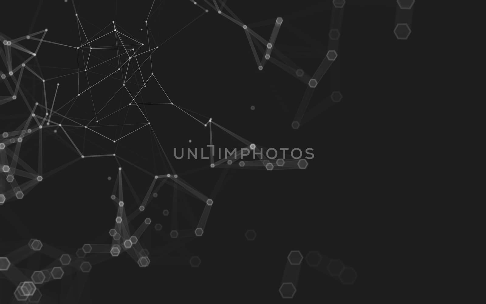 Abstract polygonal space low poly dark background with connecting dots and lines. Connection structure. 3d rendering