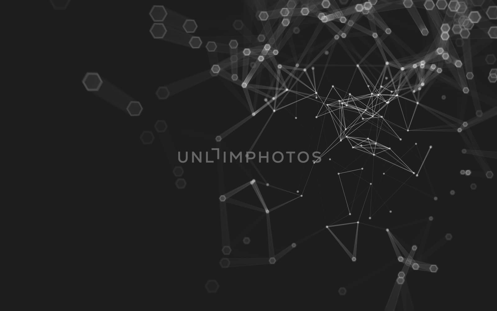 Abstract polygonal space low poly dark background with connecting dots and lines. Connection structure. 3d rendering