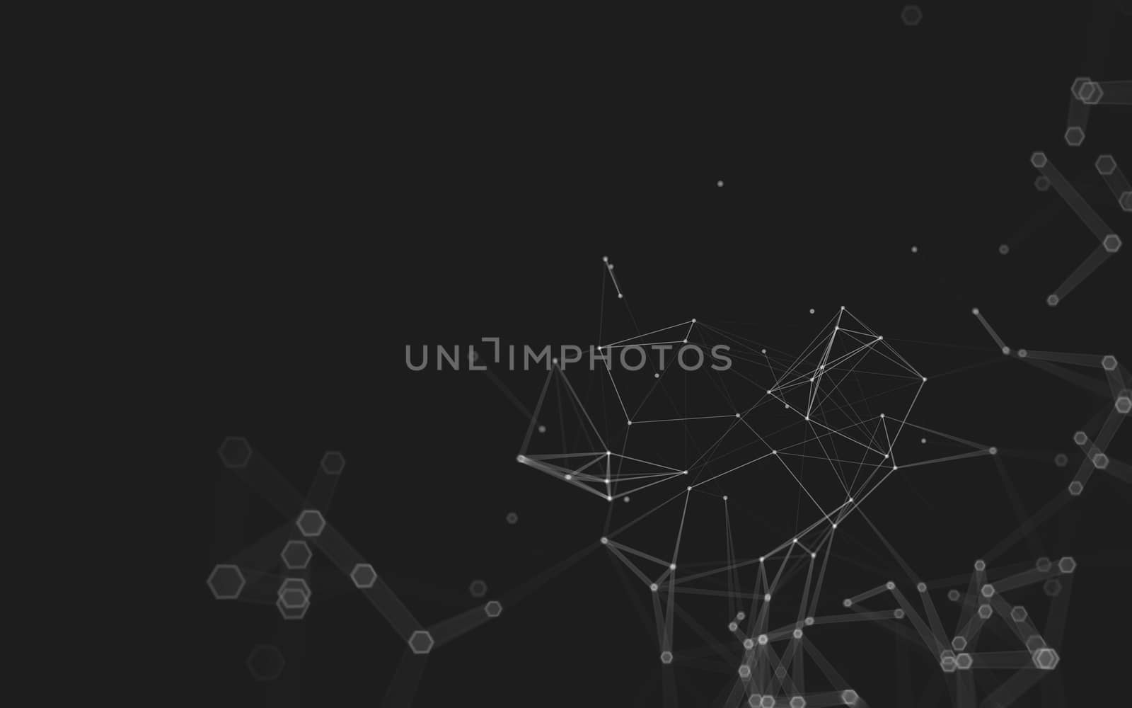 Abstract polygonal space low poly dark background with connecting dots and lines. Connection structure. 3d rendering