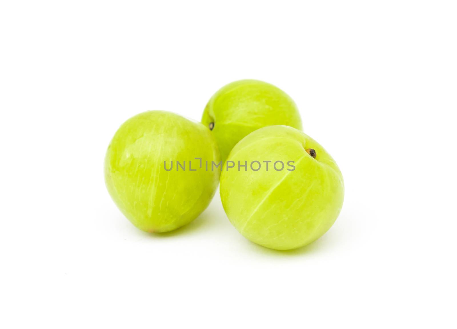 Fresh Indian gooseberry fruit on white background, fruit for healthy care with benefits from high vitamin C