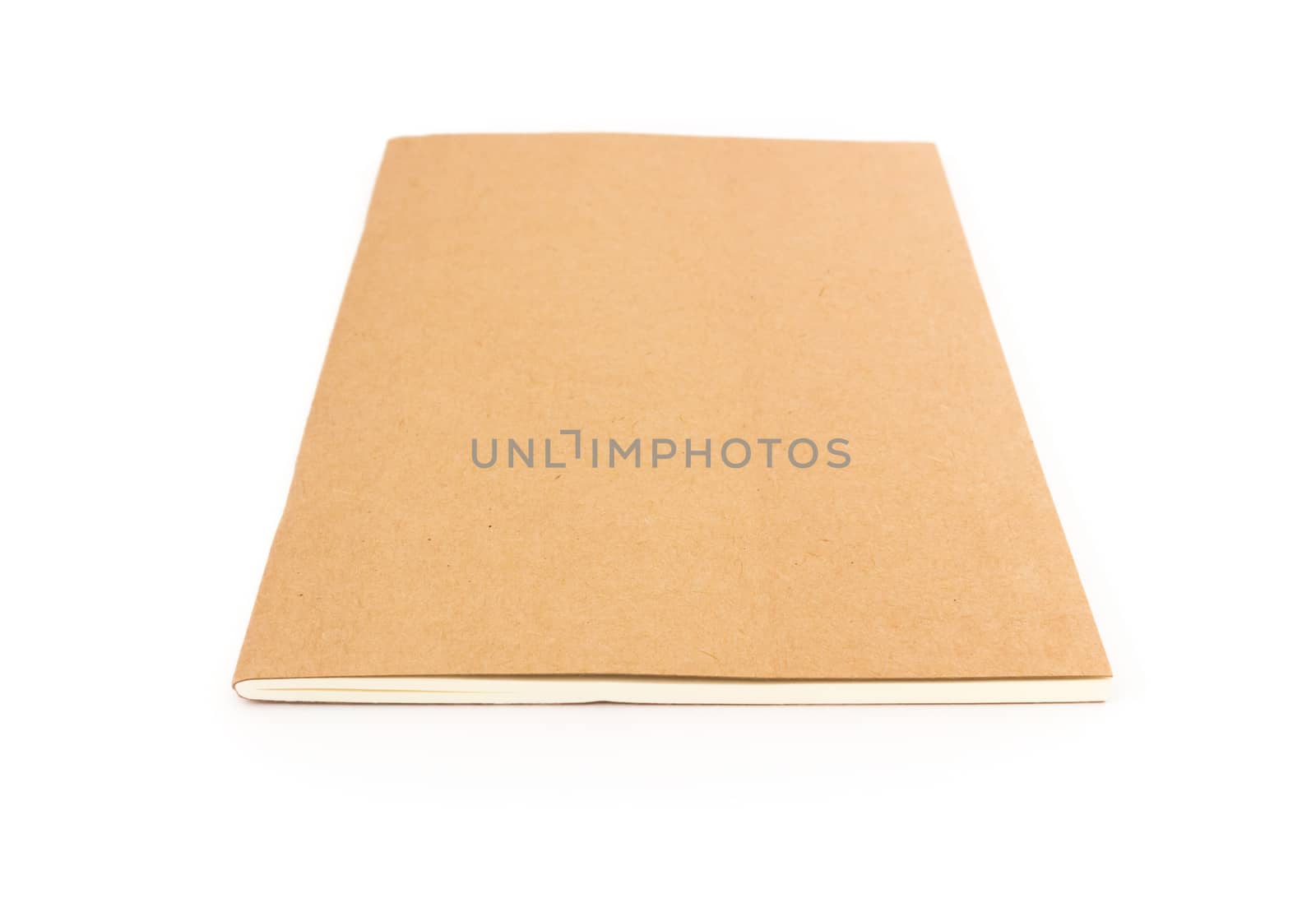 Closeup brown notebook color on white background