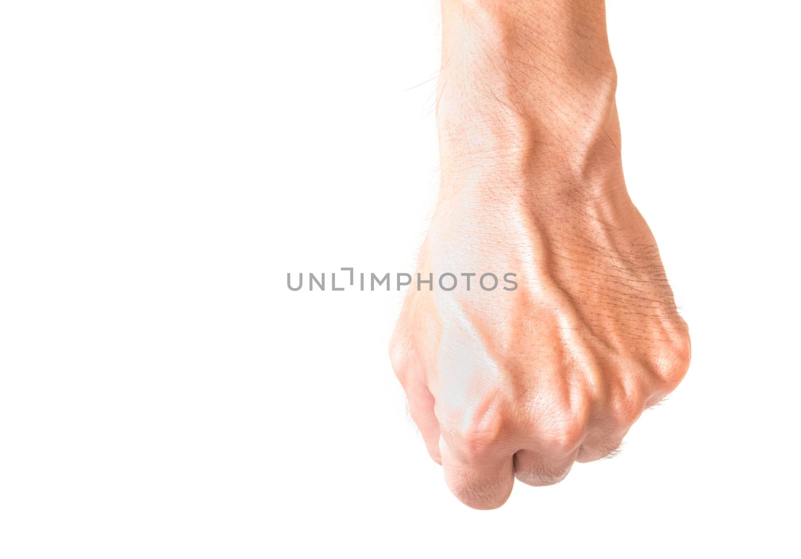 Man arm with blood veins on white background, health care concept