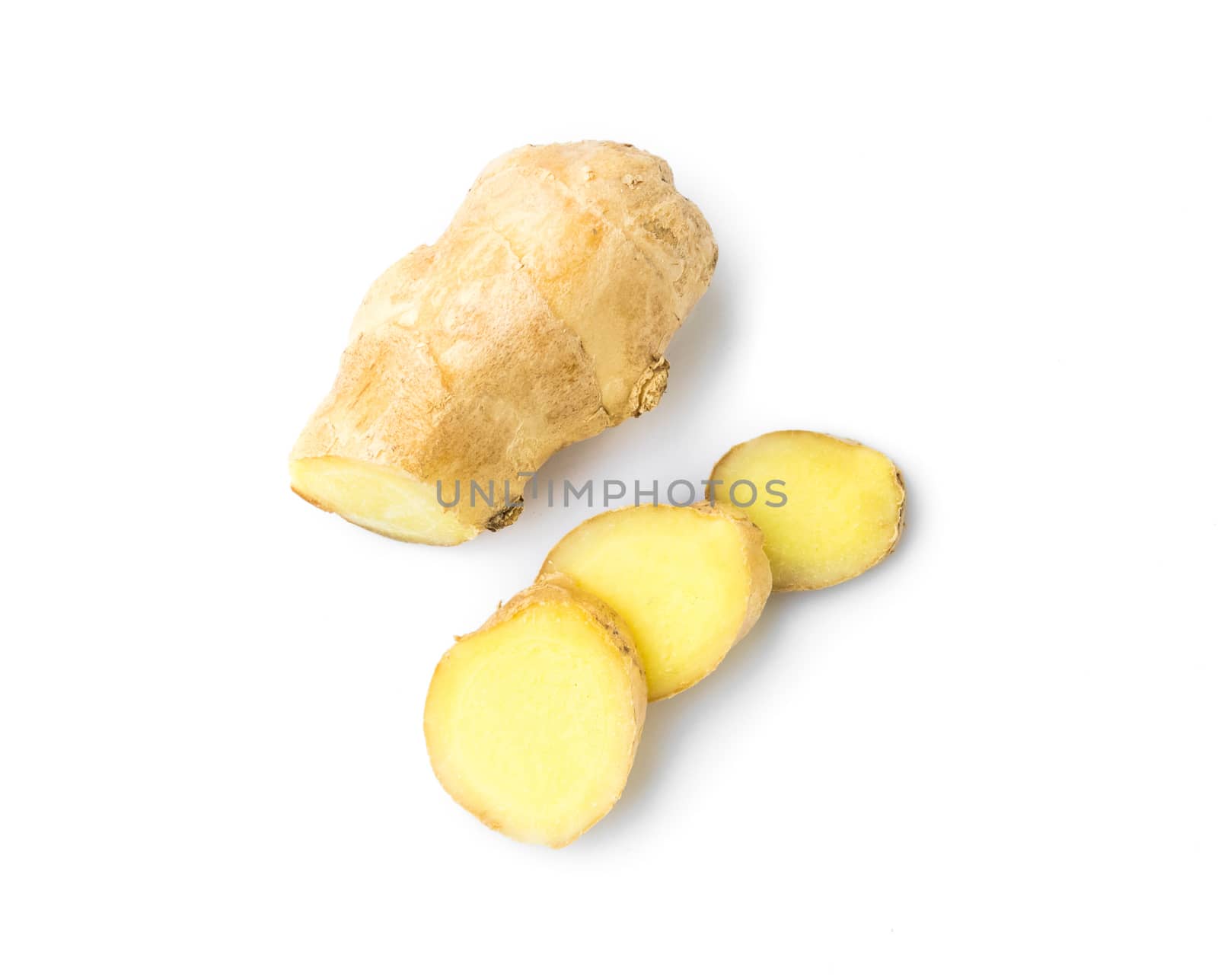 Fresh ginger on white background,raw material for cooking