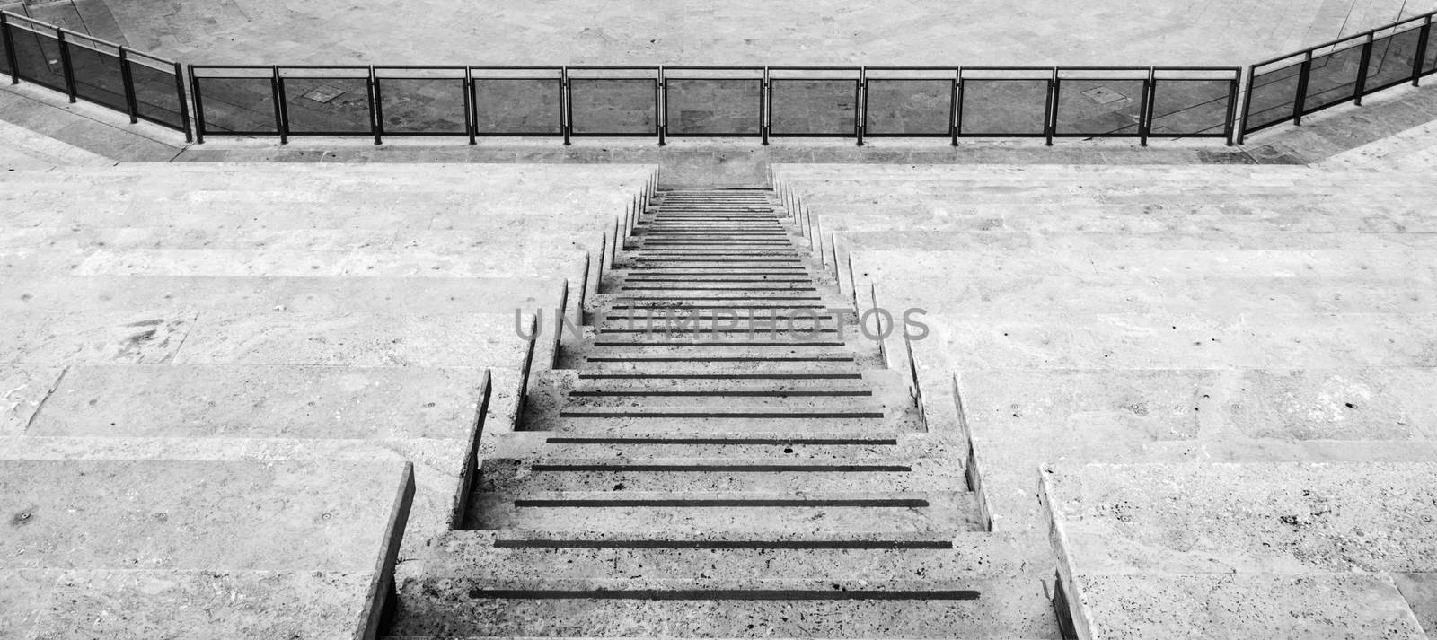 black and white stairs in a stadium