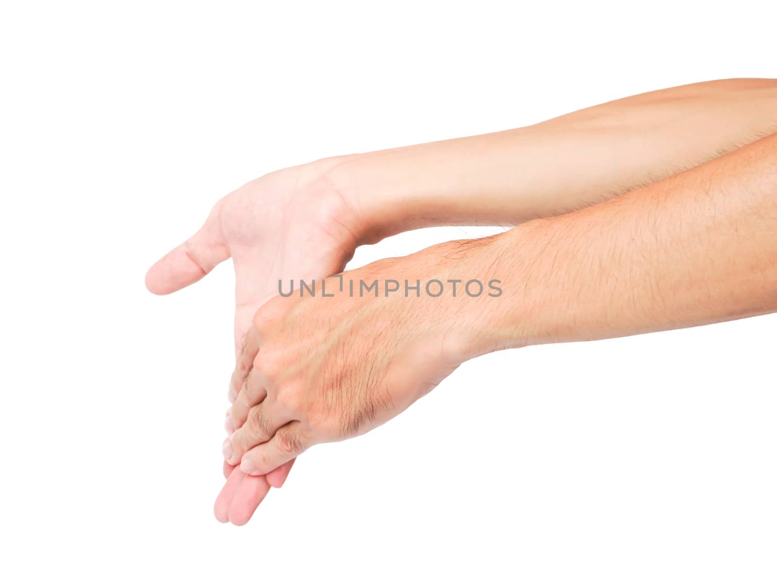 stretching exercises finger ion white background, health care concept