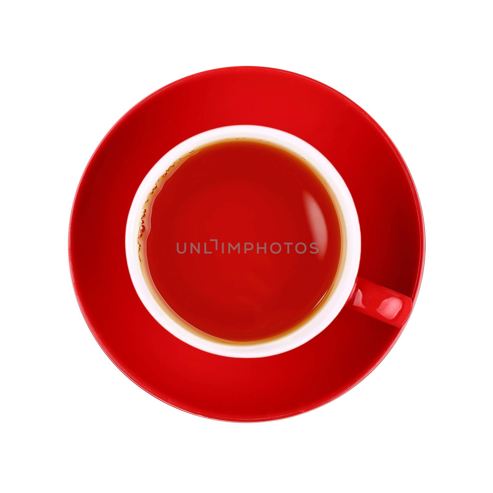 Full red cup of black tea isolated on white by BreakingTheWalls