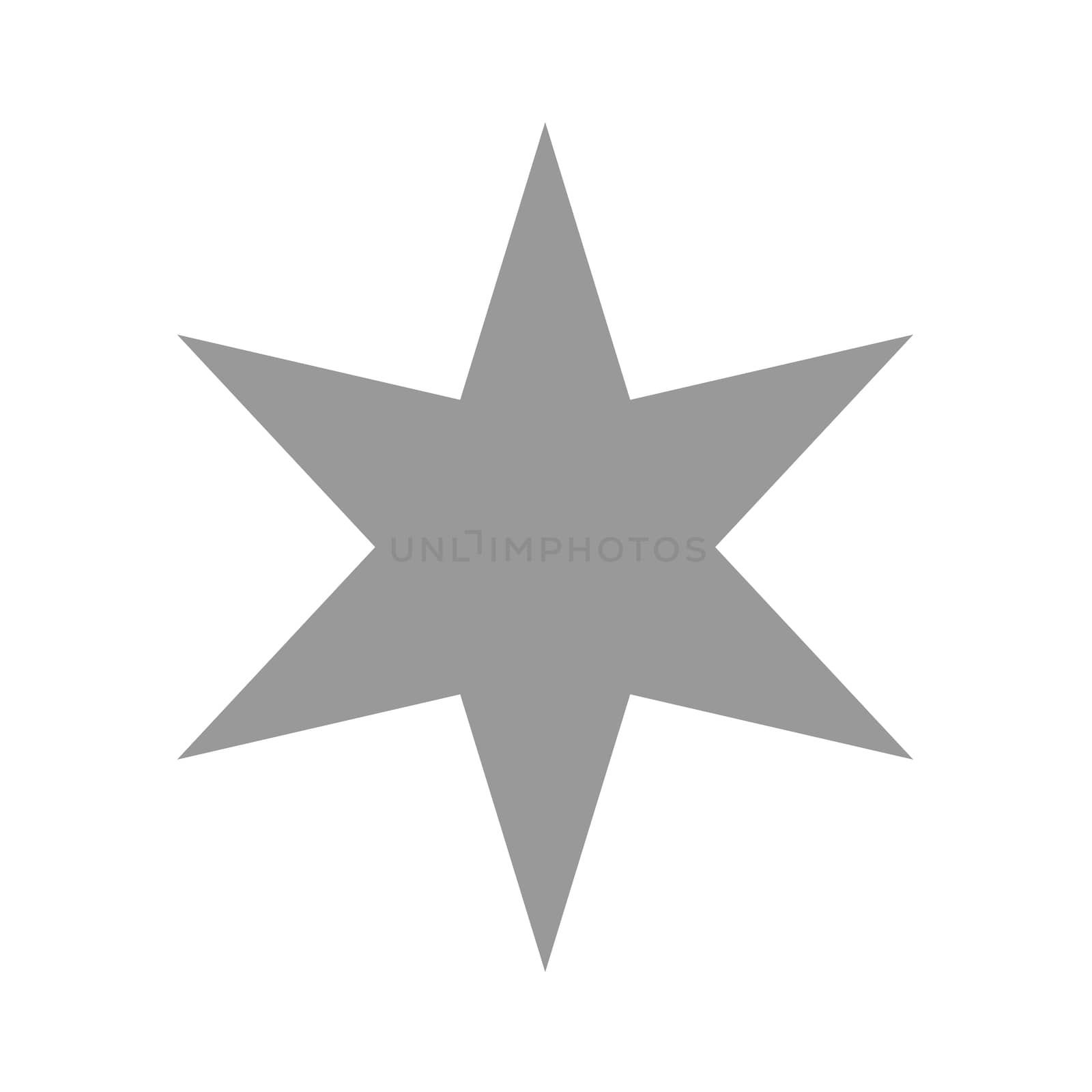 Isolated gray and black star icon, ranking mark with six rays. Modern simple favorite sign, decoration symbol for website design, web button, mobile app.