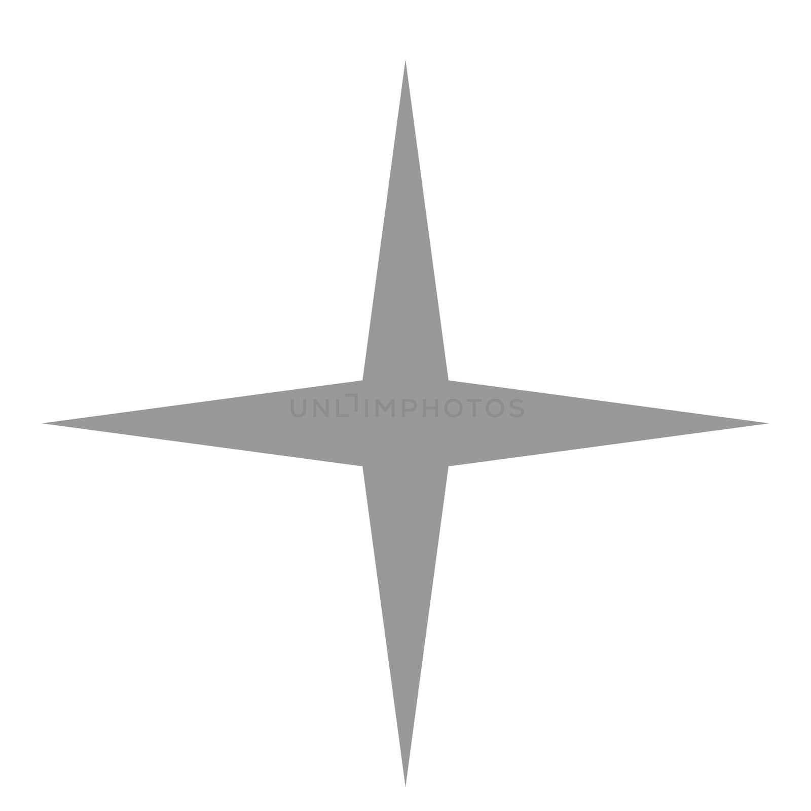 Isolated gray and black star icon, ranking mark with four rays. Modern simple favorite sign, decoration symbol for website design, web button, mobile app.