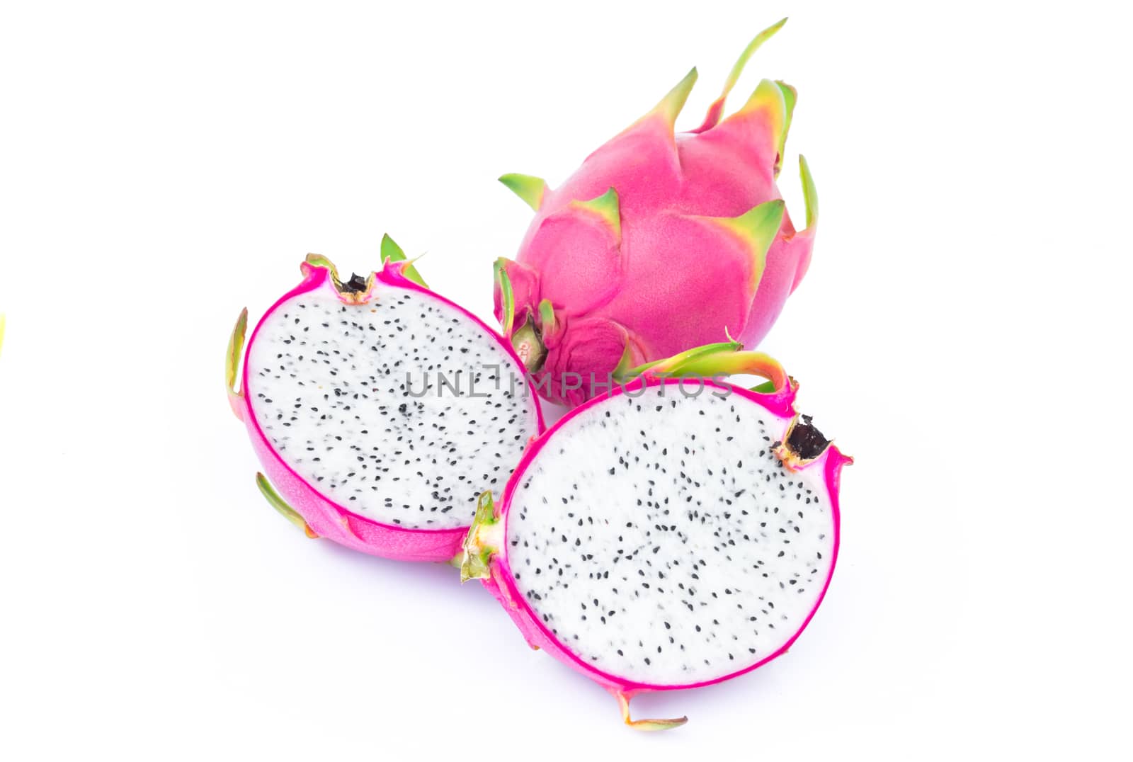 Dragon Fruit slice on white background, food and healthy concept