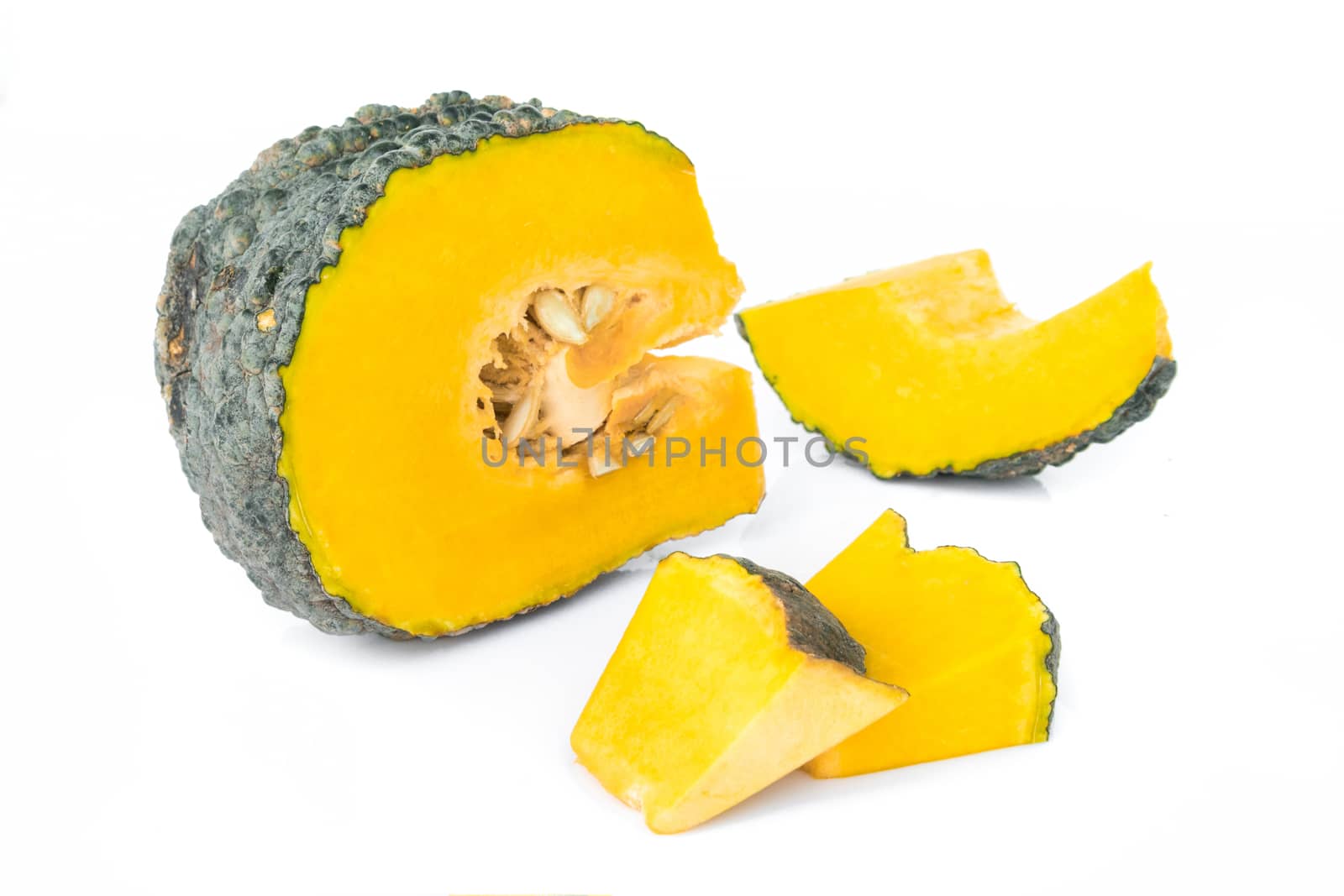 Pumpkin slice on white background