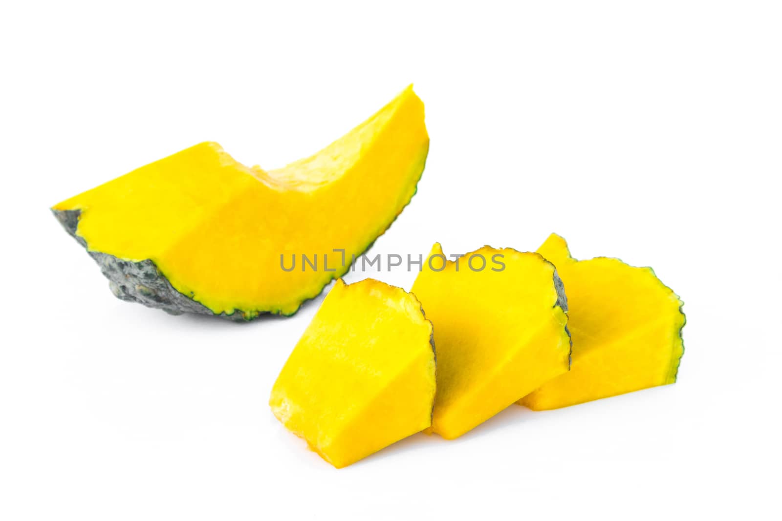 Pumpkin slice on white background