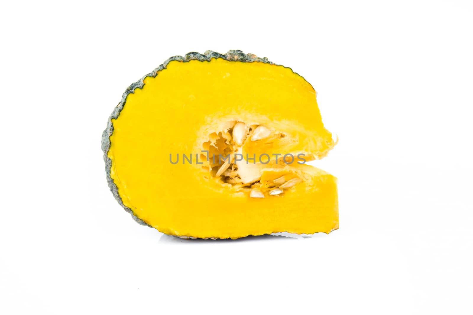 Pumpkin slice on white background