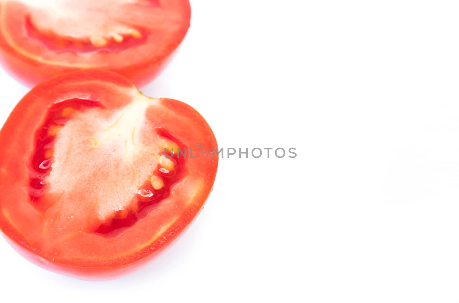 Closeup fresh red tomatoes on white background, food and vegetable concept