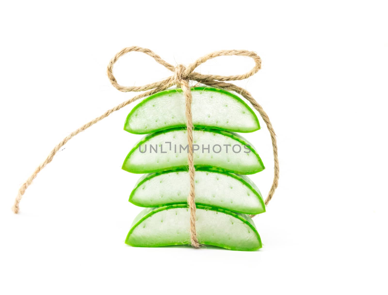 Closeup fresh aloe vera  on white background, beauty and healthy care concept