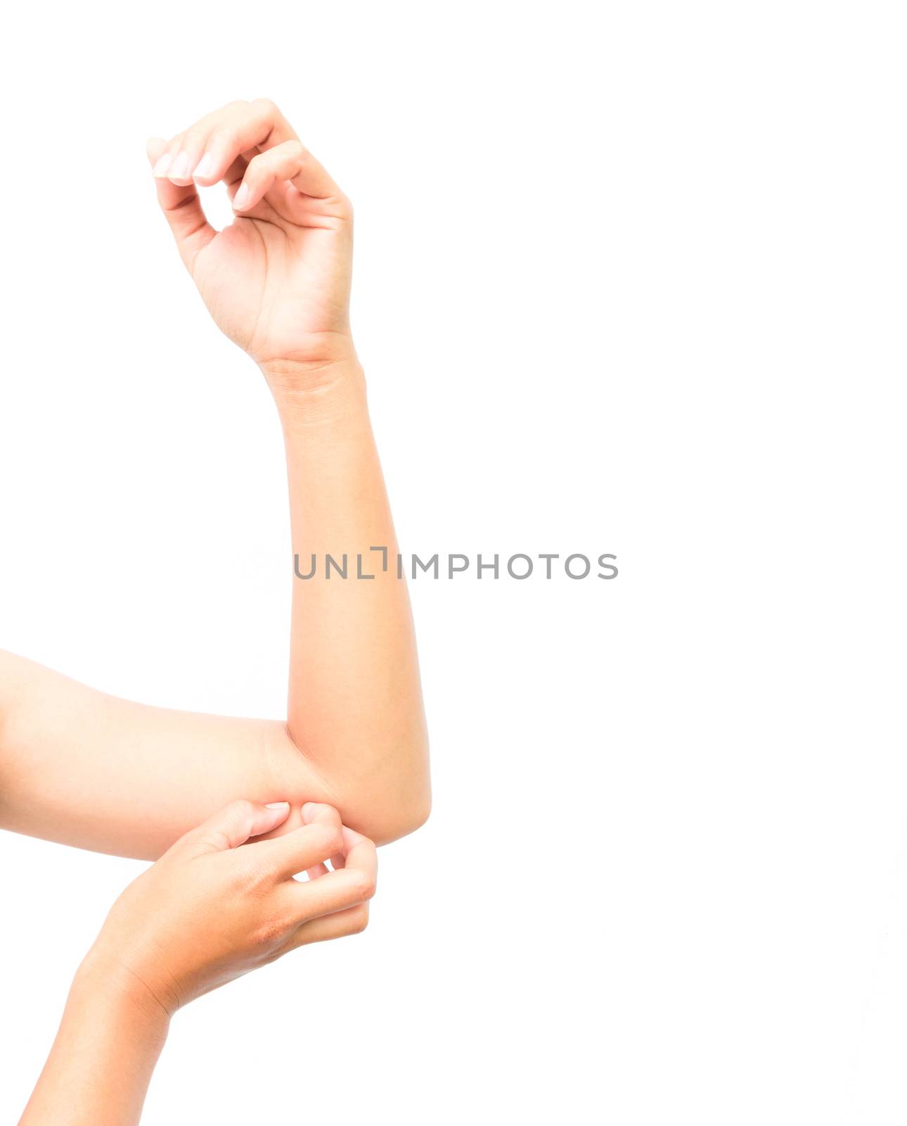 Woman hand scratching on white background for healthy concept by pt.pongsak@gmail.com