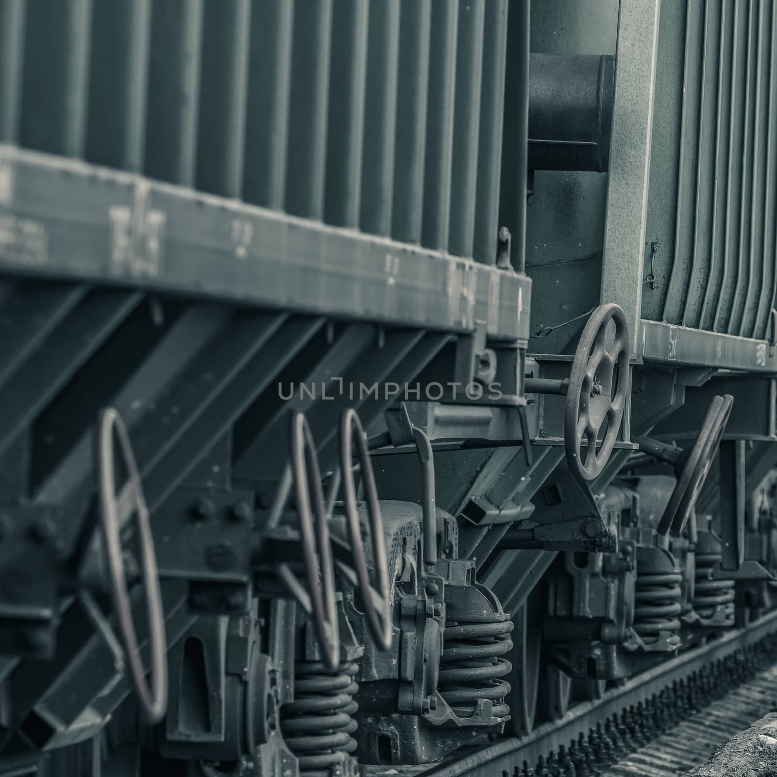 Green cargo wagons close up by sengnsp