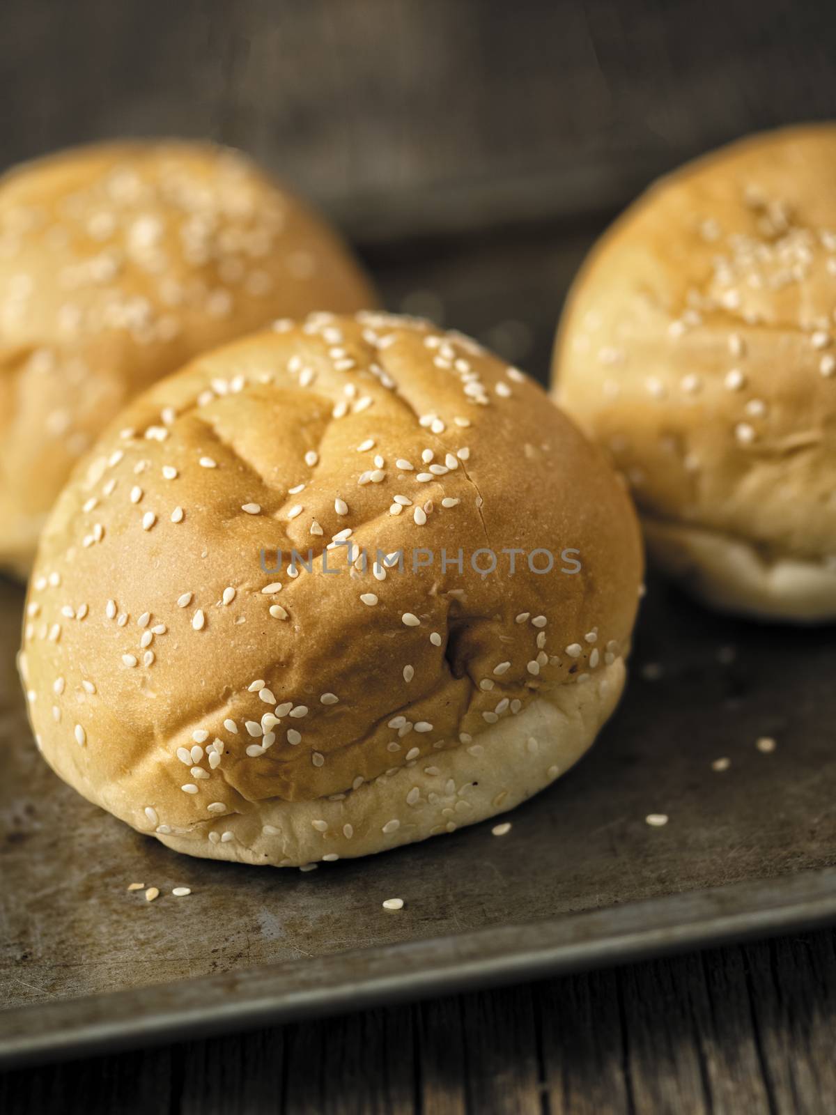 close up of rustic hamburger bun