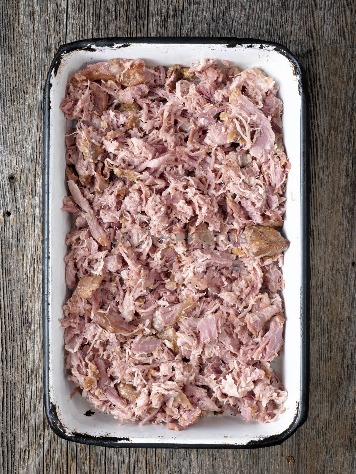 tray of rustic american  barbecued pulled pork by zkruger
