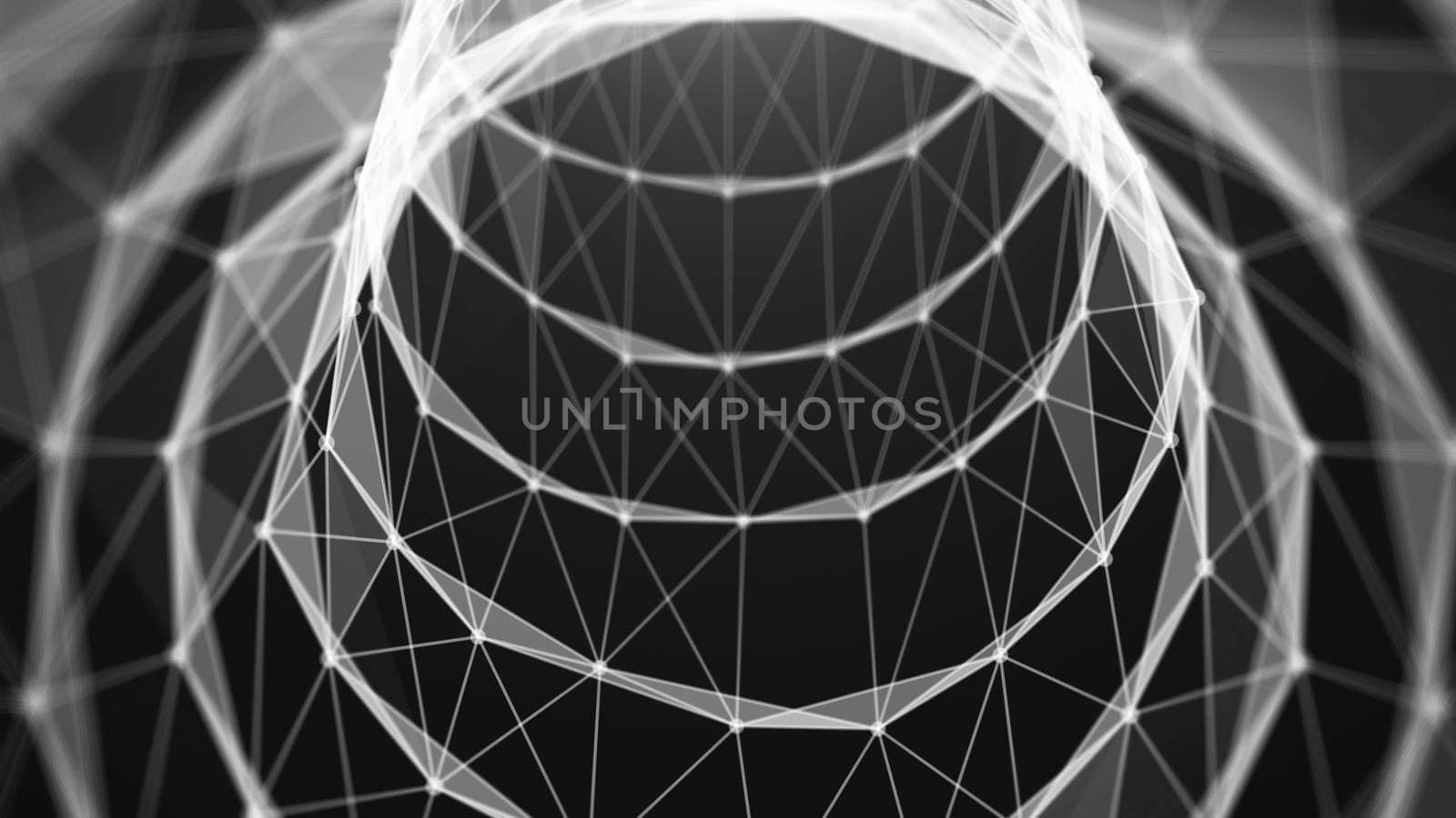 Journey in data tunnel. Speed motion inside fibre optic cable. Abstract background. 3d rendering