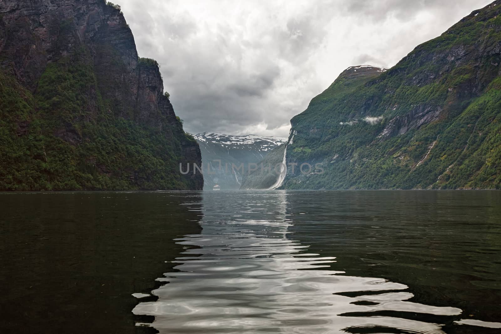 Sailing in the fjord near Geiranger, Norway