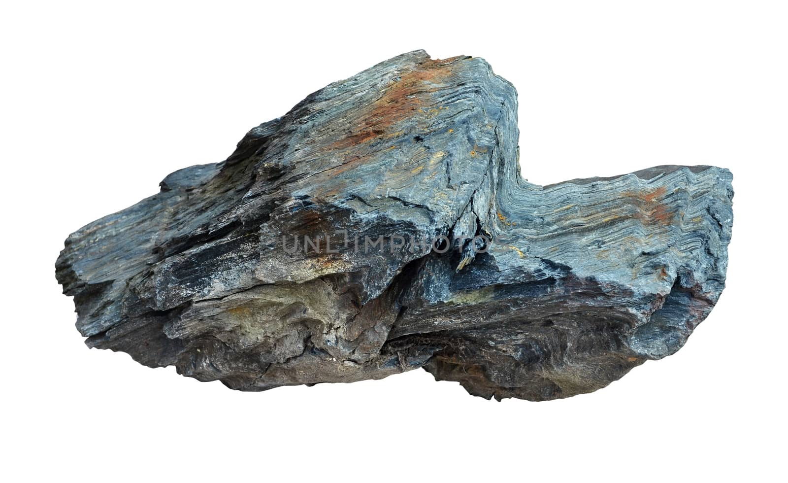 Basalt rock isolated with path on white background.
