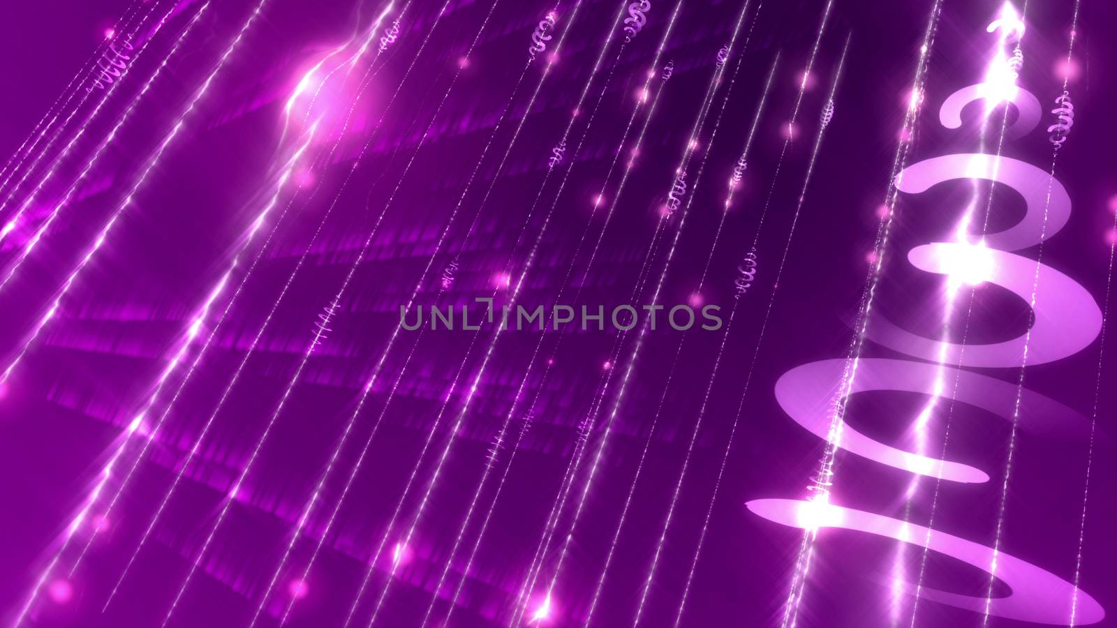 Holographic 3d illustration of a hi-tech cyberspace  with arcs, spirals, lines and dots connected in several dazzling networks shot diagonally  in the dark violet cyberspace background