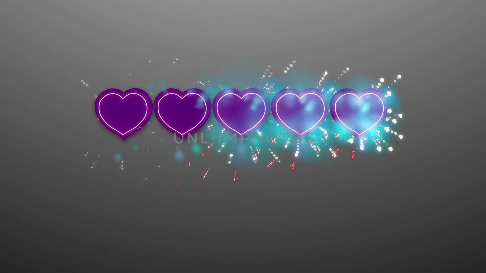 Star rating illustration with violet hearts by klss