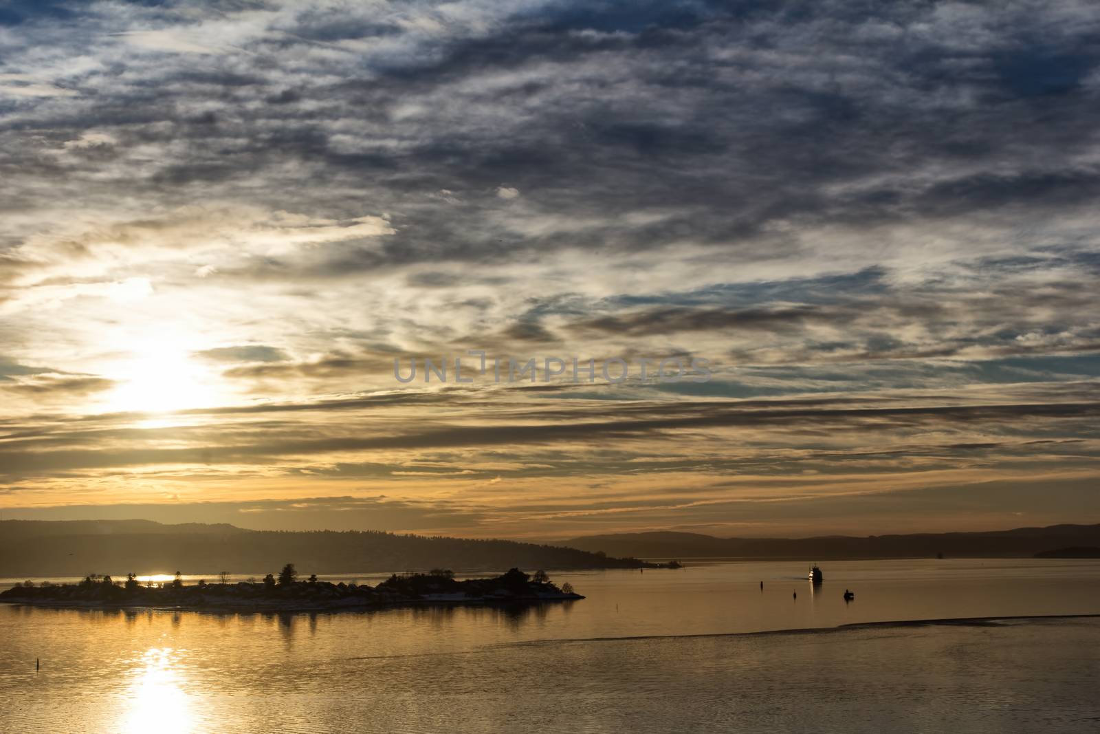 View of oslofjord on a cold winter day by eswaran
