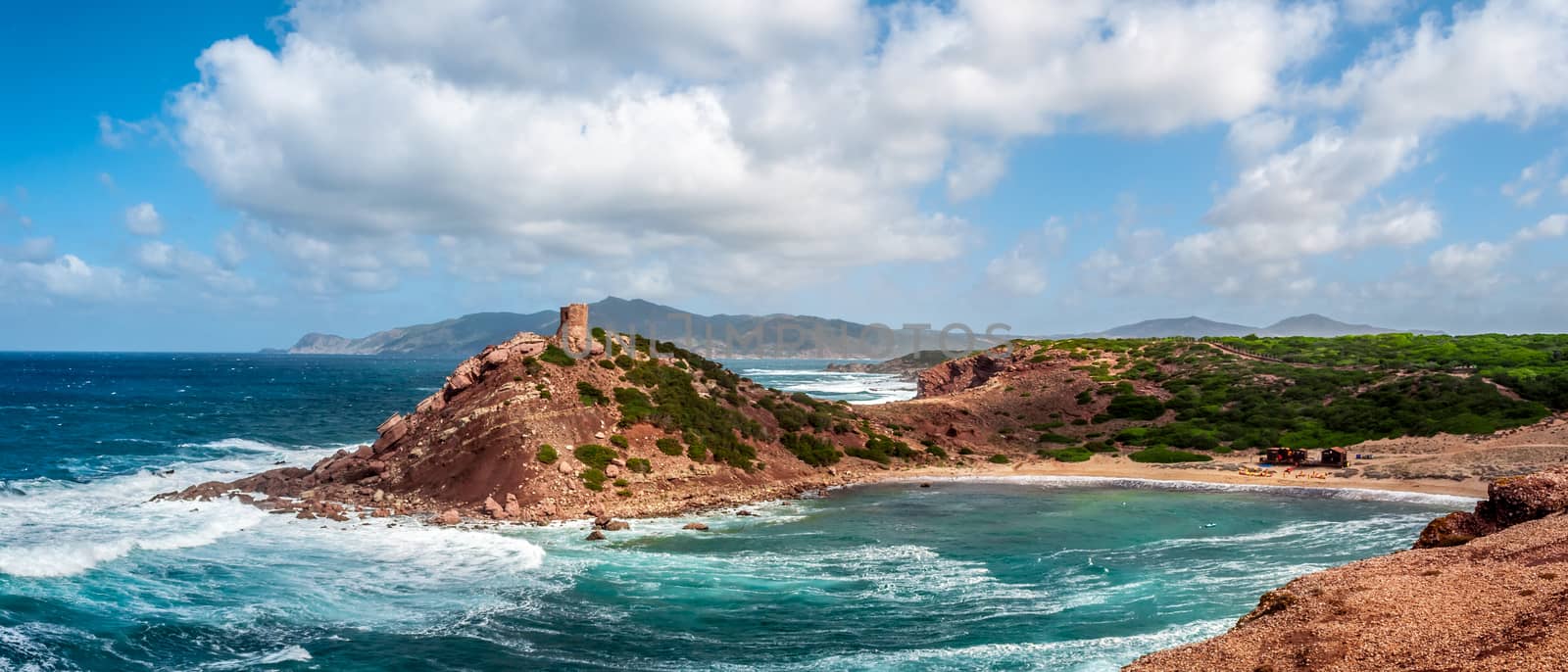 Landscape of the coast of porticciolo in a windy day of autumn - Alghero - Sardinia - Italy