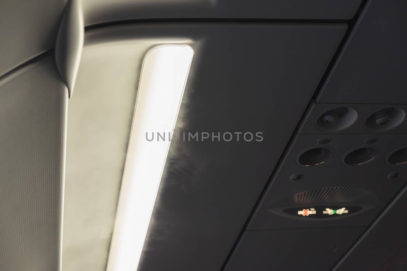 steam out of the airplane cabin ceiling