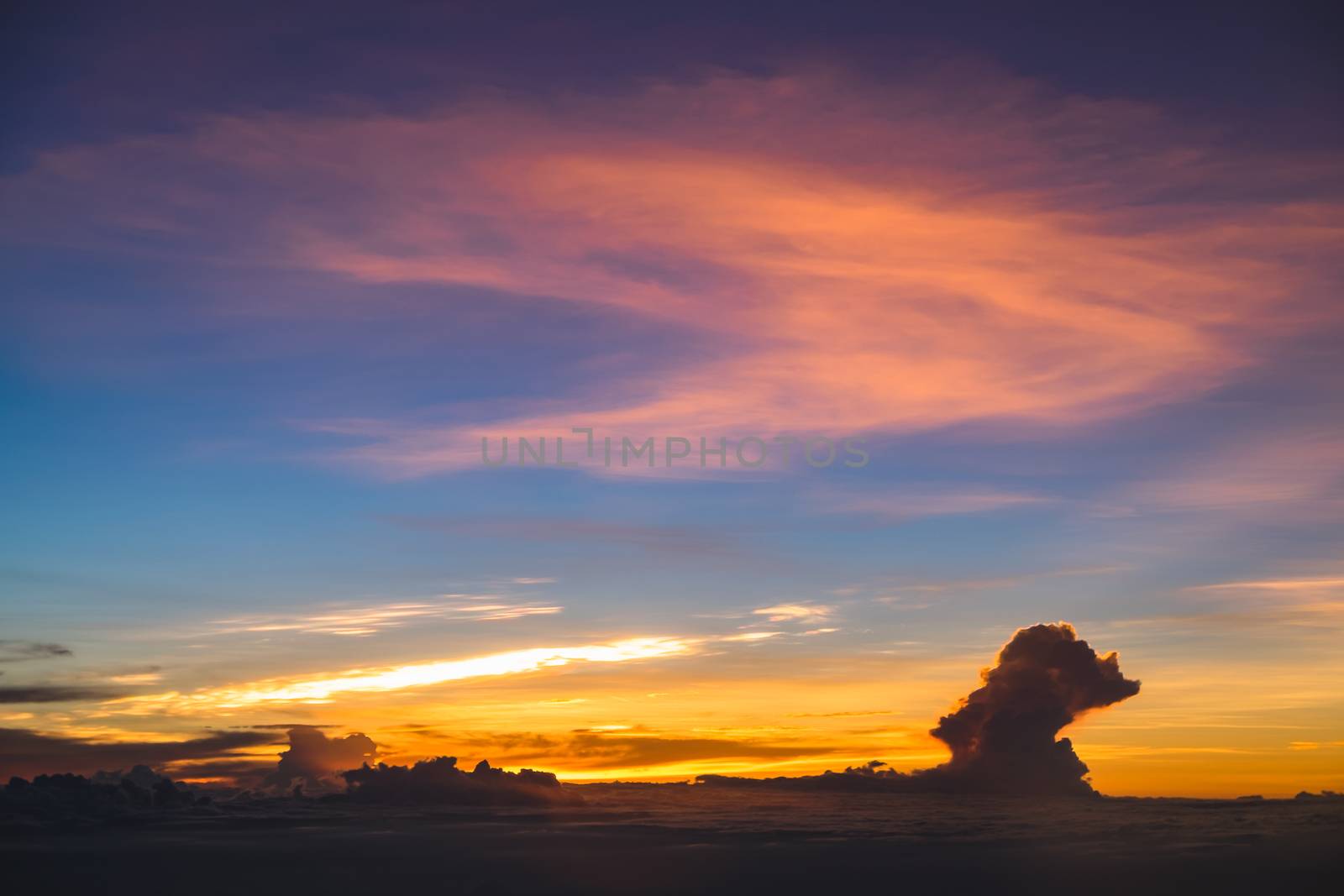 sunset view from airplane window