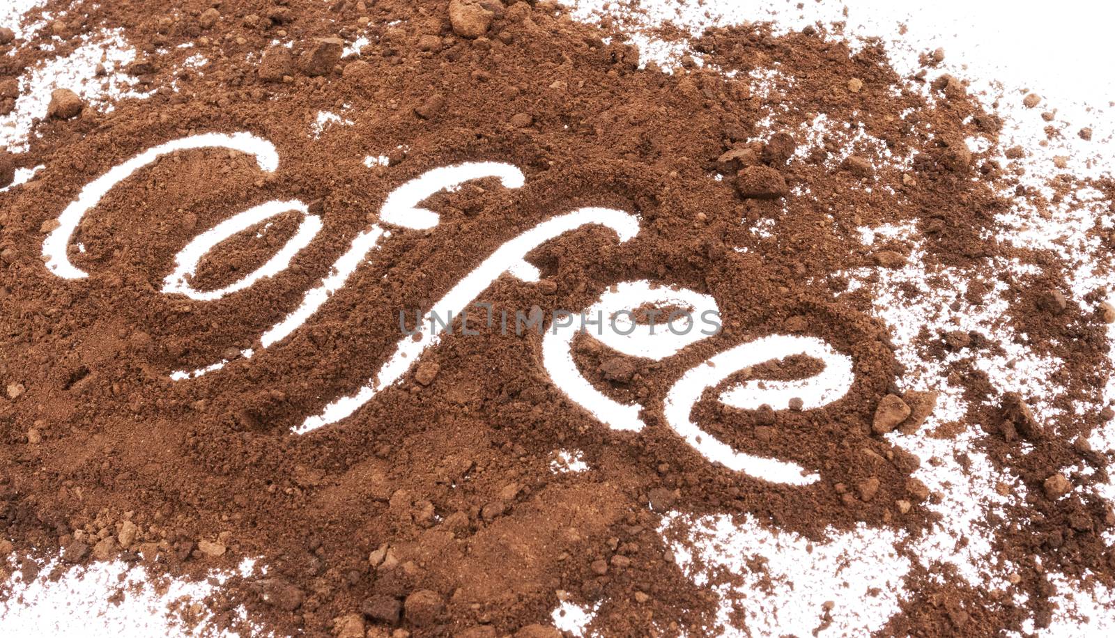Coffee text on coffee ground