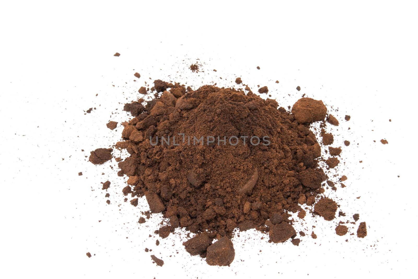 Coffee ground on white background