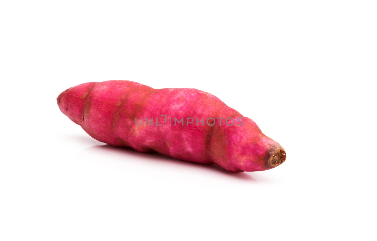 Sweet potato and slice on white background