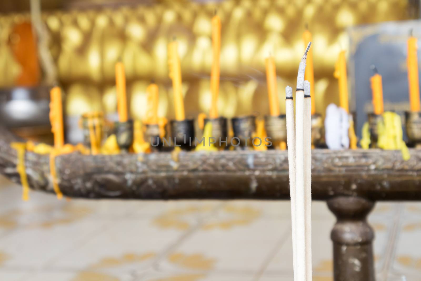 Incense sticks(joss sticks) burning in the temple