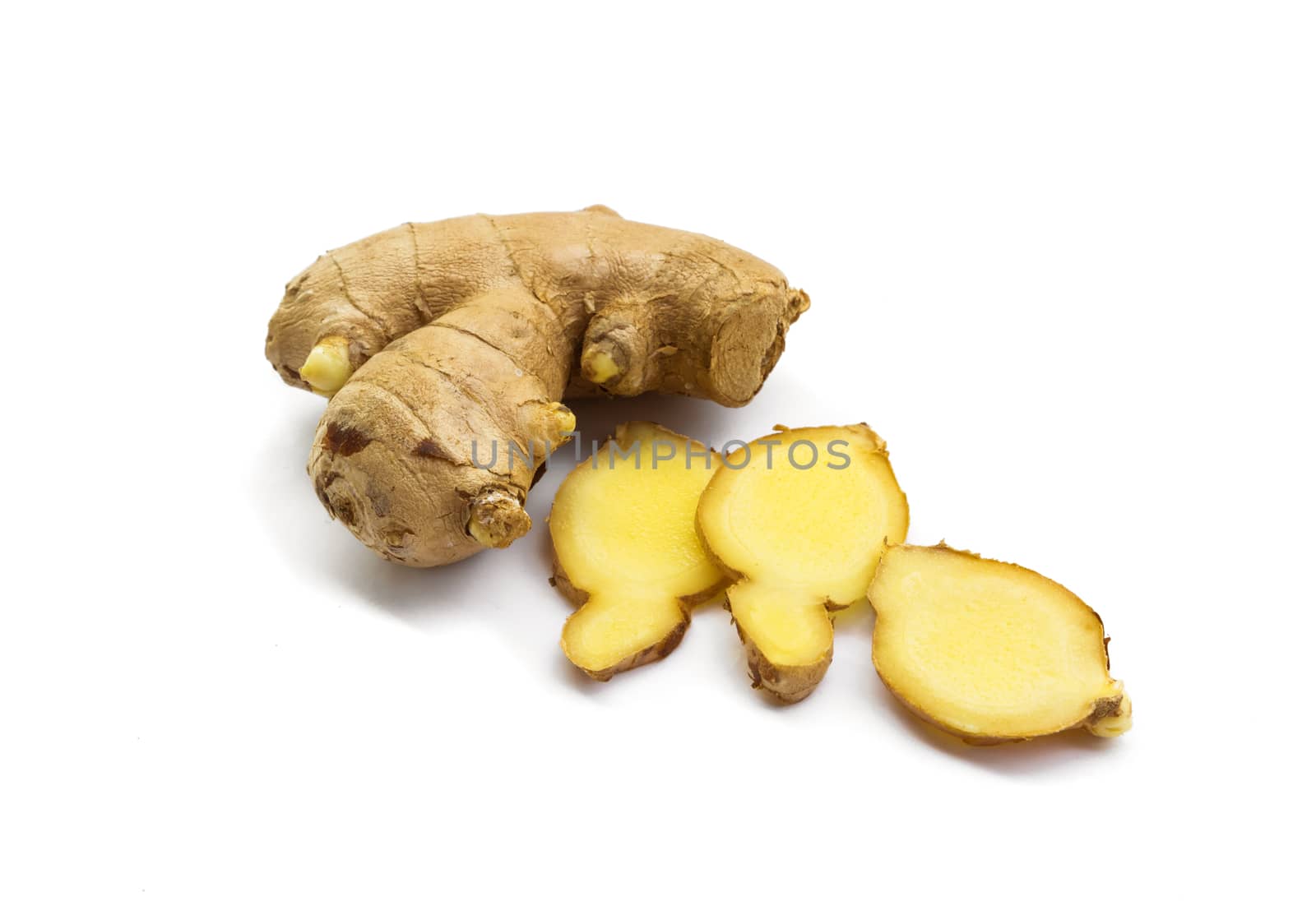Fresh ginger on white background,raw material for cooking