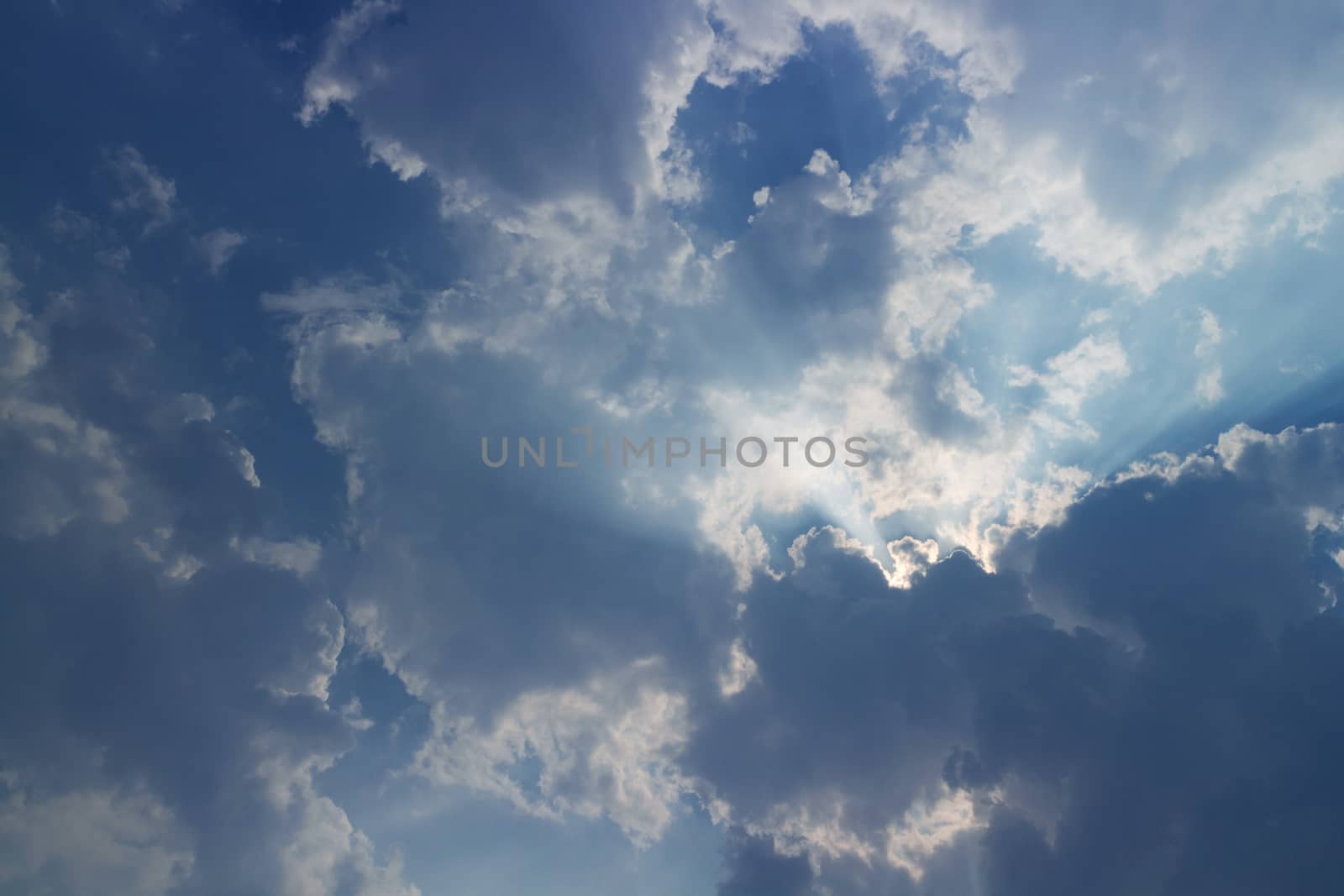 Blur clouds on the sky with sun light, nature sky background 