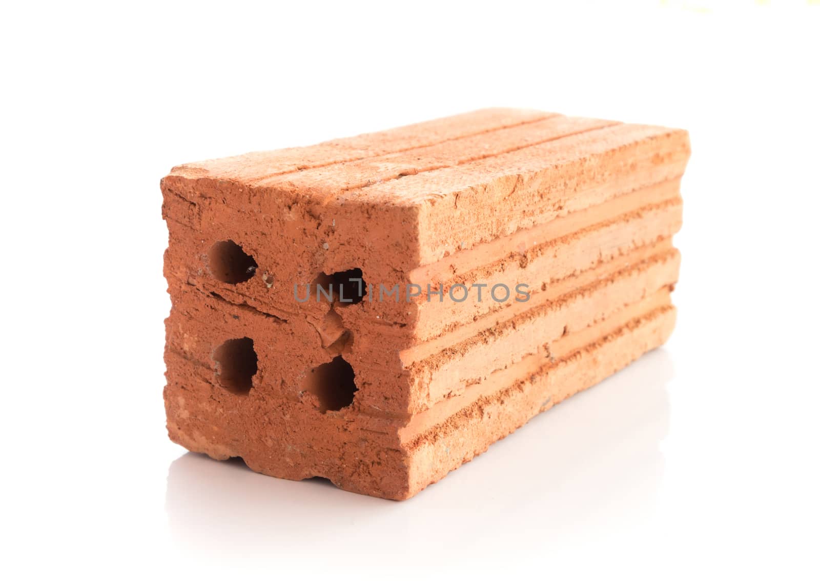 New red brick on white background