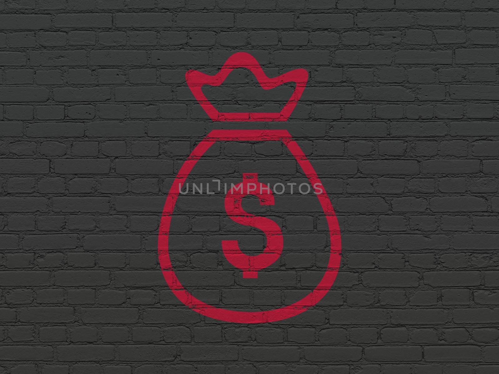 Money concept: Money Bag on wall background by maxkabakov