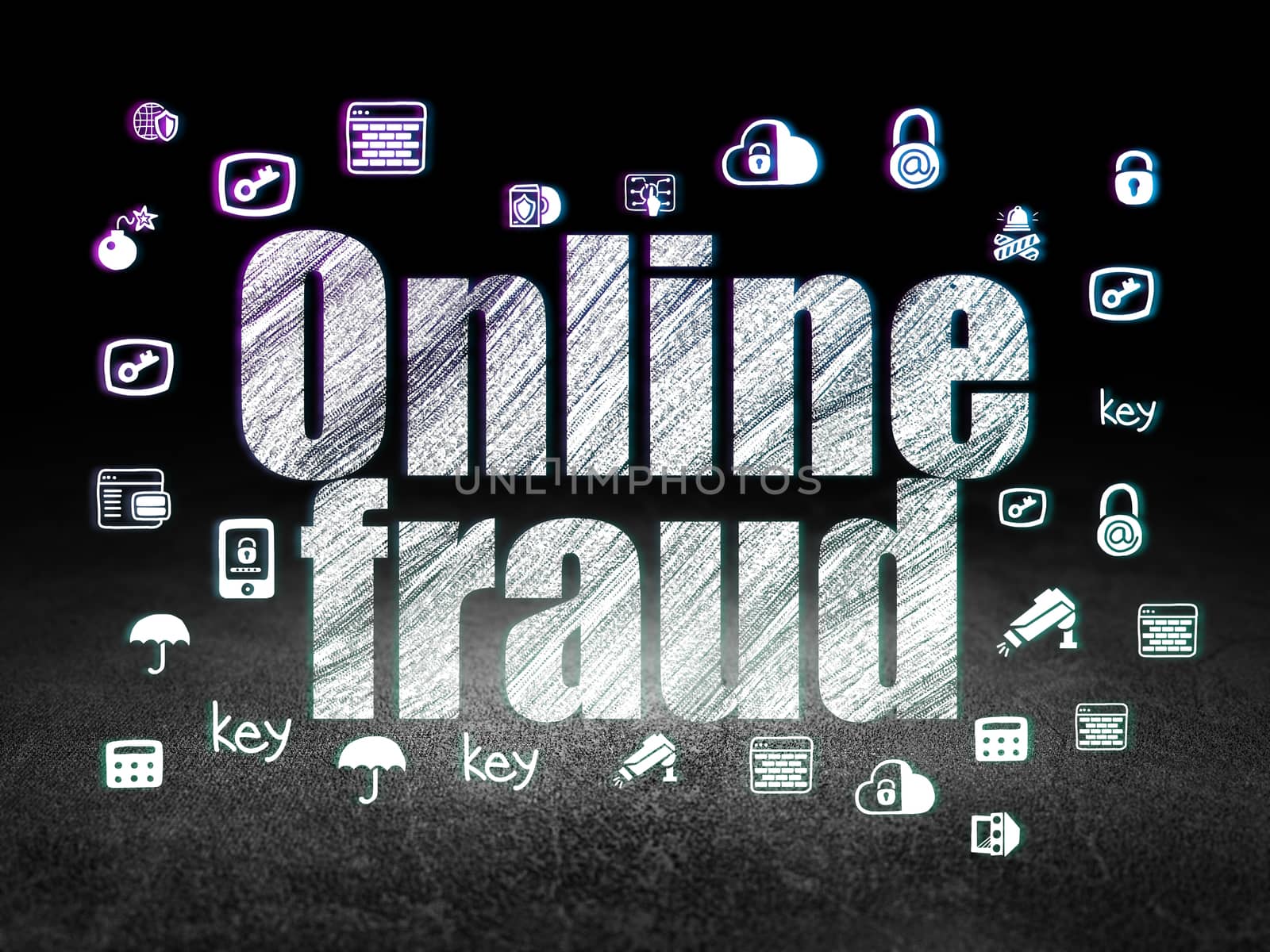 Safety concept: Online Fraud in grunge dark room by maxkabakov