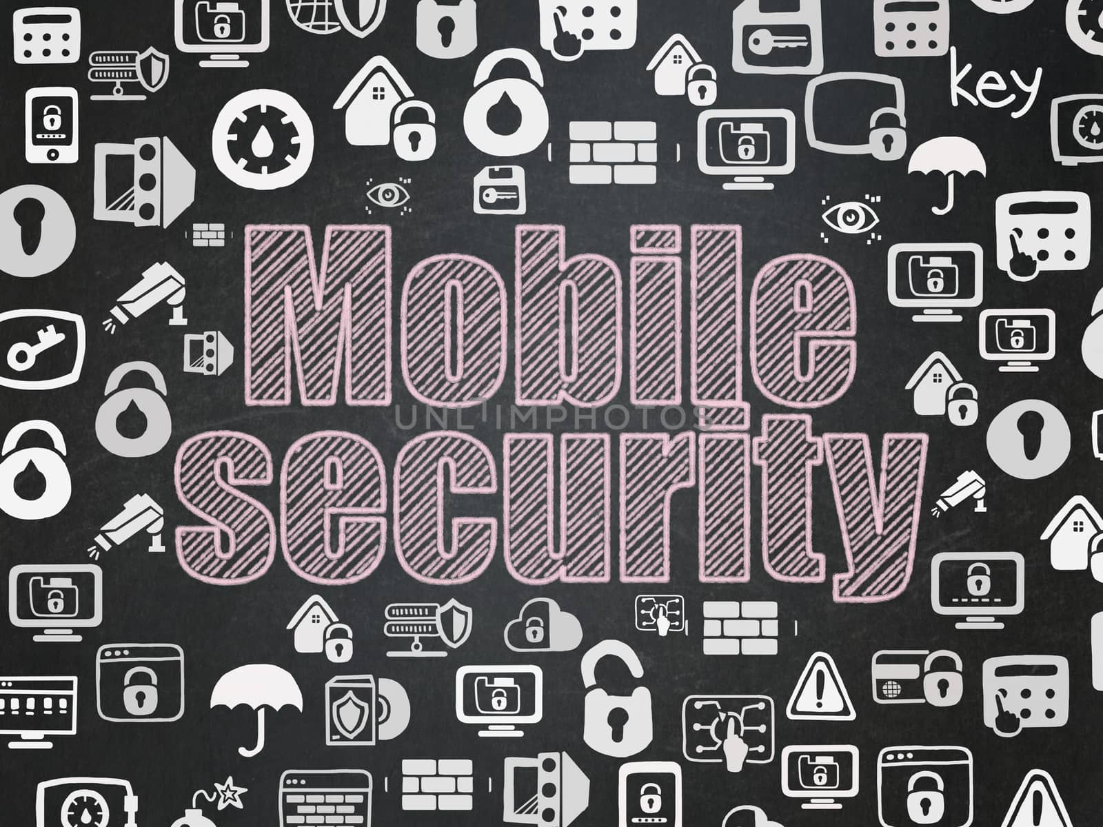 Security concept: Mobile Security on School board background by maxkabakov