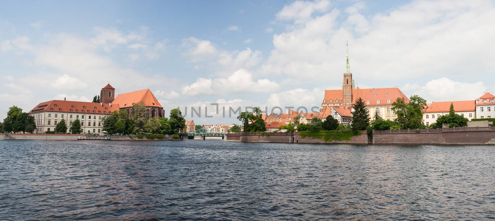 Panorama of the historical part of the Polish city of Wroclaw